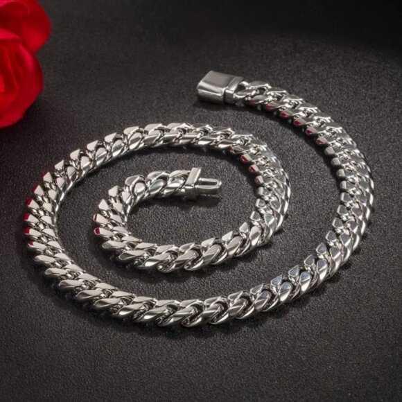 Hip Hop Cuban Link Curb Chain Necklace Solid 925 Sterling Silver, Hypoallergenic - Picture 3 of 13
